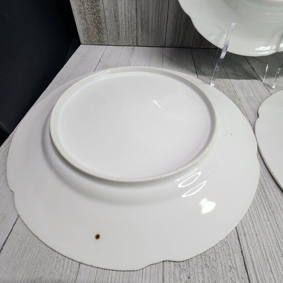 Vintage Bassett Limoges Dinner Plates Pink White Flower Austria 9.5 in Set Of 3 - Picture 9 of 11
